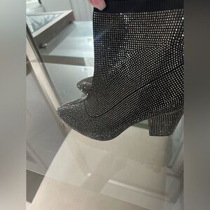 Elegant Black Rhinestone Ankle Boots